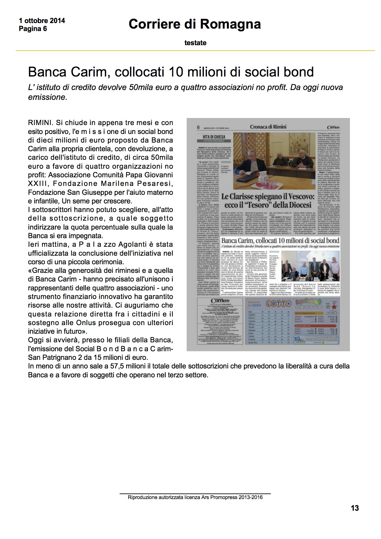 RassegnaStampa_Social Bond 2014-10-01